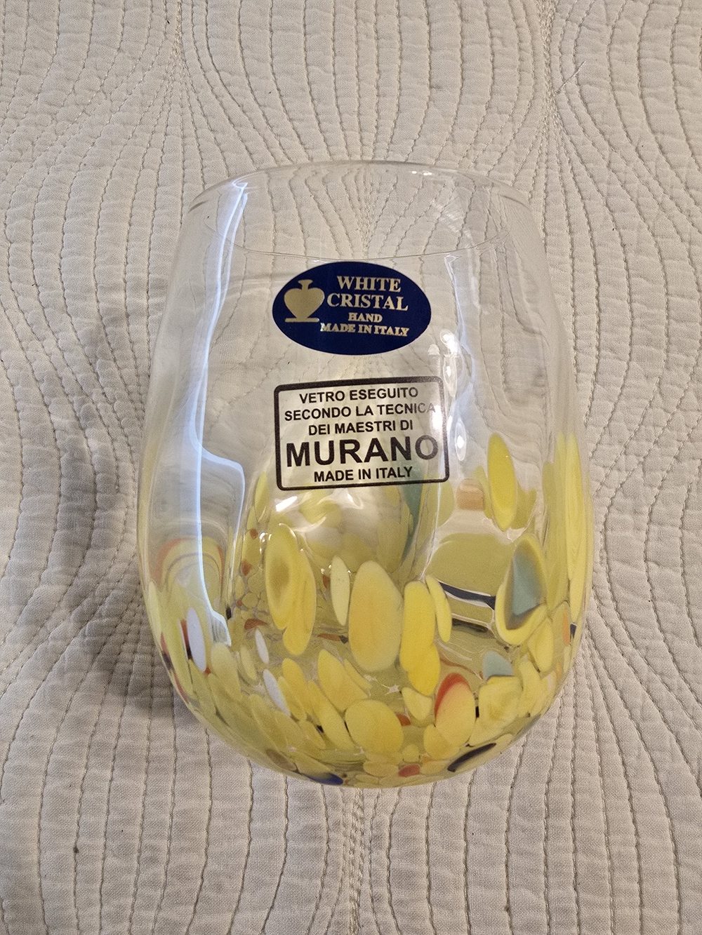 NWT Murano Yellow Speckled Glass / Cup, 16 Oz